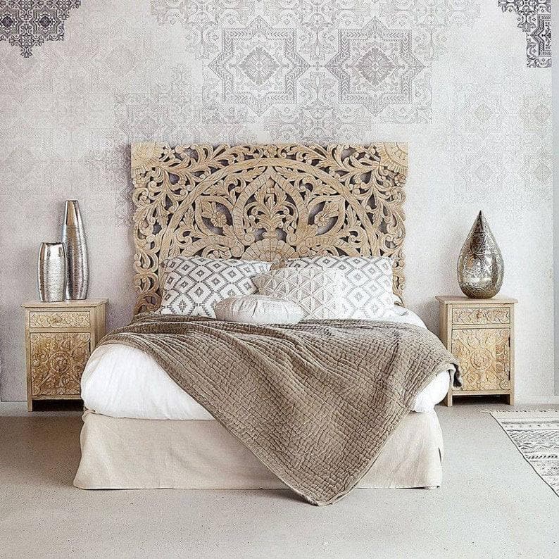 Transform Your Bedroom with Our Mughal-Inspired Indian Panel Headboard