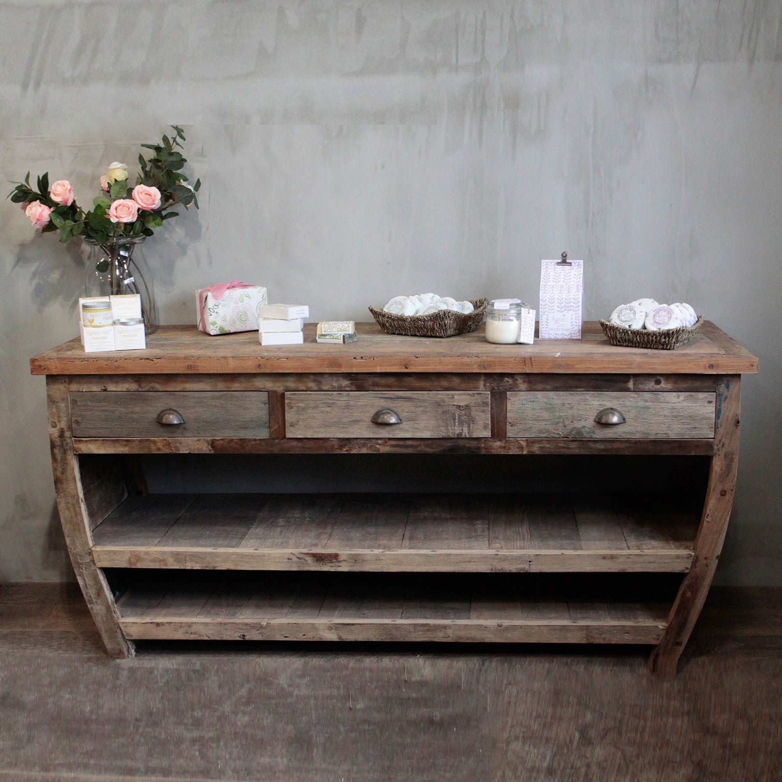 Handcrafted Centerpiece Recycled Wood Table with Storage - Bali Collection