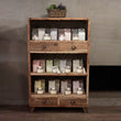 Handcrafted Recycled Wood Shelf Display with 3 Shelves and 4 Drawers - Bali Collection