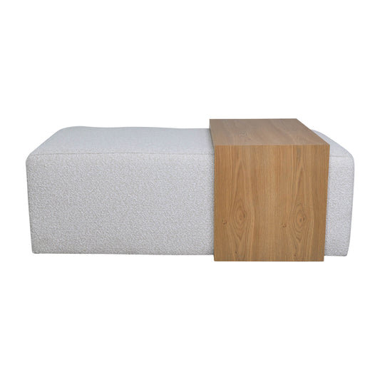 Modern Rectangle Ottoman with Wood Accent