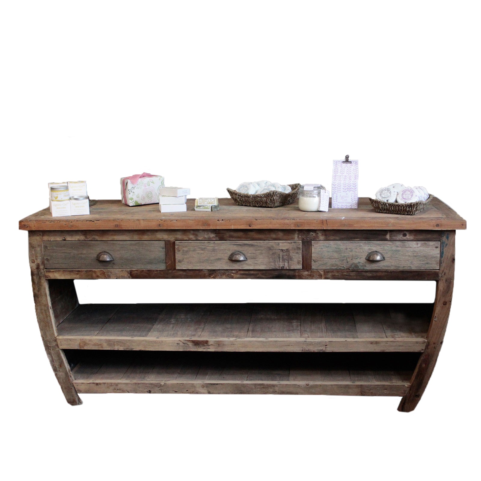 Handcrafted Centerpiece Recycled Wood Table with Storage - Bali Collection