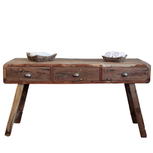 Handcrafted Console Table in Recycled Teak Wood with Drawers - Bali Collection