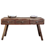 Handcrafted Console Table in Recycled Teak Wood with Drawers - Bali Collection