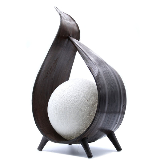 Handcrafted Natural Coconut Lamp - Chocolate Wrapover Twist - Bali Collection