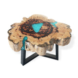 Handcrafted Tamarind and Aqua Resin Coffee Table with Metal Legs - Bali Collection