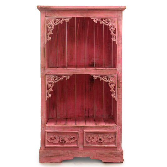 Handcrafted Albasia Pinkwash Finish Wood Bathroom Cabinet - Bali Collection