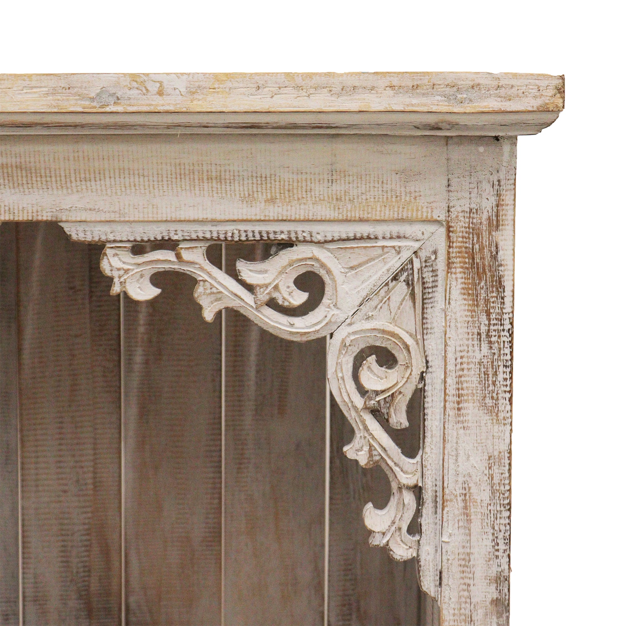 Handcrafted Albasia Whitewash Finish Wood Bathroom Cabinet - Bali Collection