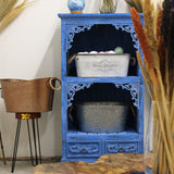 Handcrafted Albasia Bluewash Finish Wood Bathroom Cabinet - Bali Collection