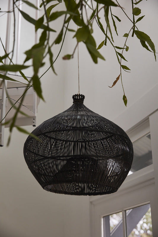 Zafiro Glossy Black Rattan Light Shade