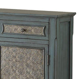 Scalloped Floral Apron Cabinet with Distressed Blue Finish