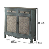 Scalloped Floral Apron Cabinet with Distressed Blue Finish