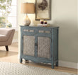 Scalloped Floral Apron Cabinet with Distressed Blue Finish