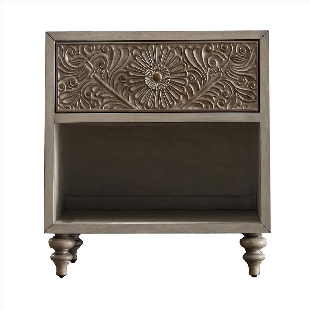 Polyresin Floral Nightstand