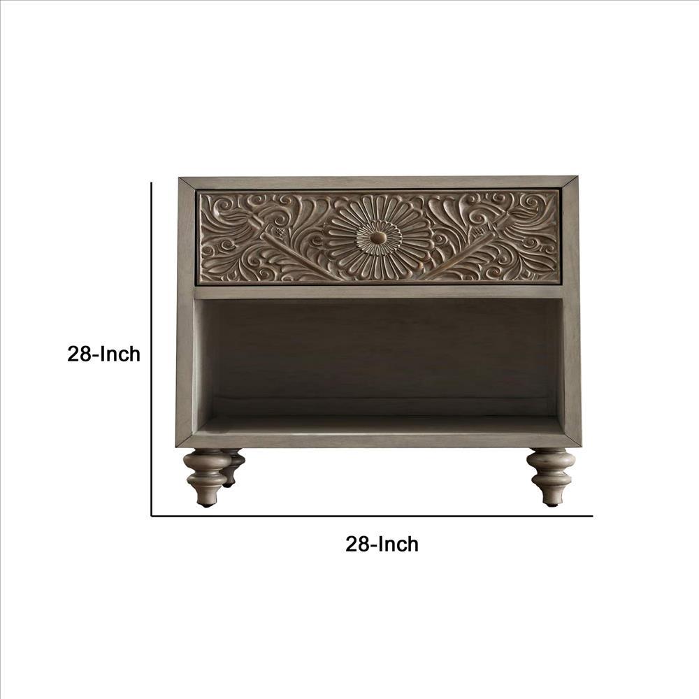 Polyresin Floral Nightstand