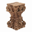 Handcrafted 19 Inch Carved Pillar Accent Stool Table - Traditional Wood Design