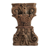 Handcrafted 19 Inch Carved Pillar Accent Stool Table - Traditional Wood Design