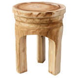 Handcrafted 17 Inch Paulownia Wood Stool Accent Table - Natural Brown Finish