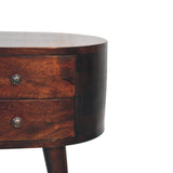 Light Walnut Rounded Nightsand Table