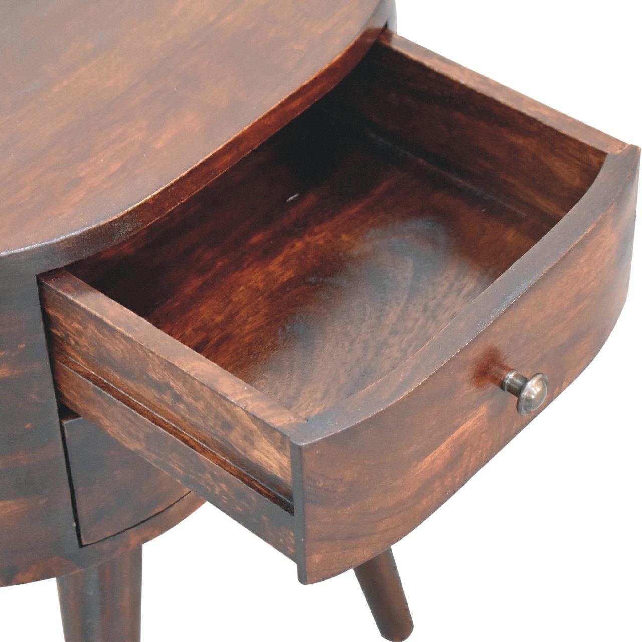 Light Walnut Rounded Nightsand Table