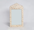 Hand-Carved White Floral Inlay Wall Mirror - India Collection